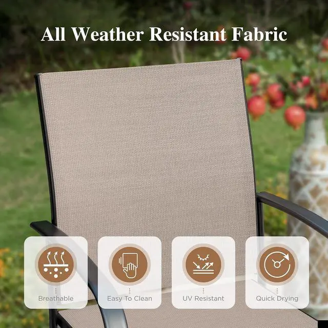 Alt view image 2 of 7 - HERA'S HOUSE 7pc Patio Dining Set for 6, Textilene Chairs, Grey | 64" rectangular metal table with umbrella hole. Waterproof, rust-resistant, all-weather for outdoor backyard, porch