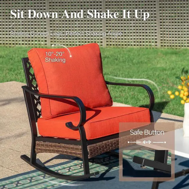 Alt view image 4 of 7 - HERA'S HOUSE 4-Piece Steel Wrought Iron Outdoor Conversation Set, 4 Seats | 56 in Fire Pit Table, Black/red, Single chairs could support up to 350lbs