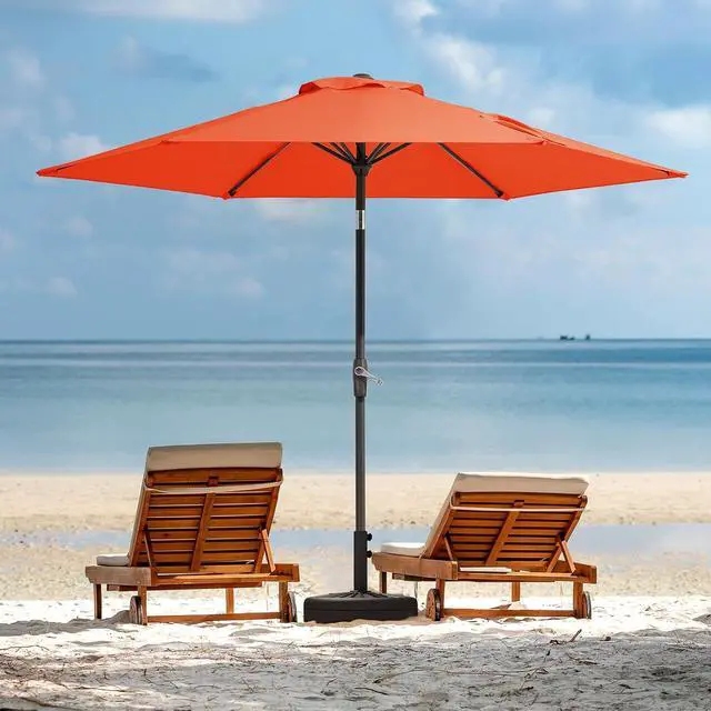 Alt view image 6 of 7 - JEAREY 7.5 ft Patio Umbrella, Market Umbrella 6-Ribs w/Tilt & Crank, Orange | 6 Sturdy Ribs, Tilt & Crank lift, Vented Canopy, Ideal for Garden, Deck, Backyard, Pool & Beach