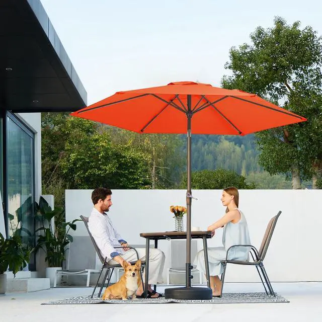 Alt view image 7 of 7 - JEAREY 7.5 ft Patio Umbrella, Market Umbrella 6-Ribs w/Tilt & Crank, Orange | 6 Sturdy Ribs, Tilt & Crank lift, Vented Canopy, Ideal for Garden, Deck, Backyard, Pool & Beach