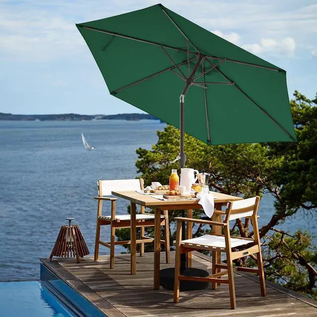 Alt view image 4 of 7 - JEAREY 7.5 ft Outdoor Patio Umbrella, Table Umbrella, Dark Green | 6 Sturdy Ribs, Tilt & Crank lift, Vented Canopy, Ideal for Garden, Deck, Backyard, Pool & Beach