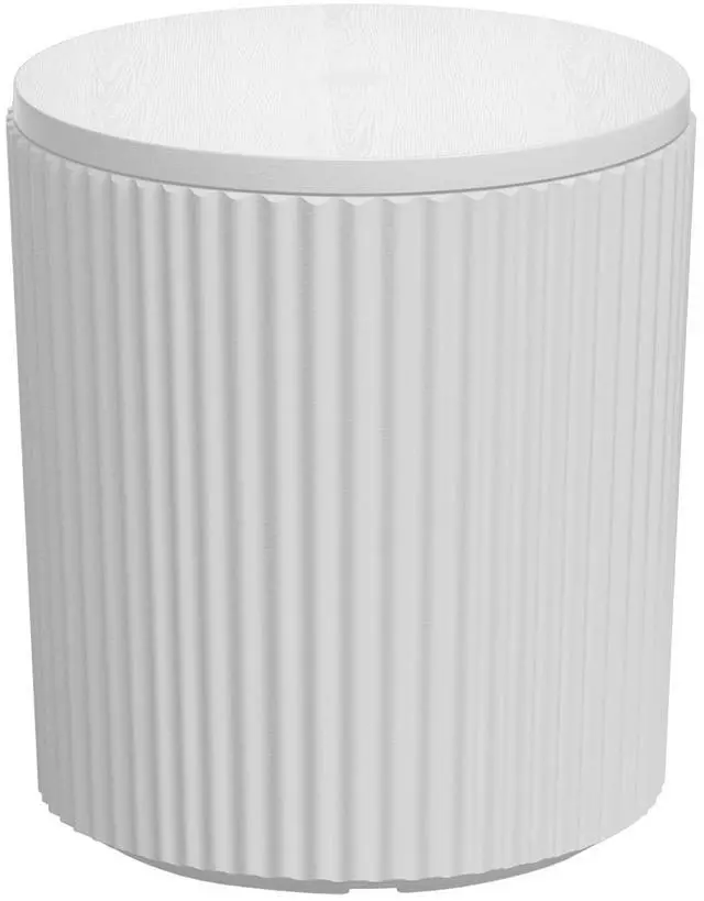 Main image of JEAREY Outdoor Side Table, Umbrella Base, Ice Bucket, Storage Box, White | Patio Table with Umbrella Hole, Fits 1.3"-1.9" Pole, Easy Assembly
