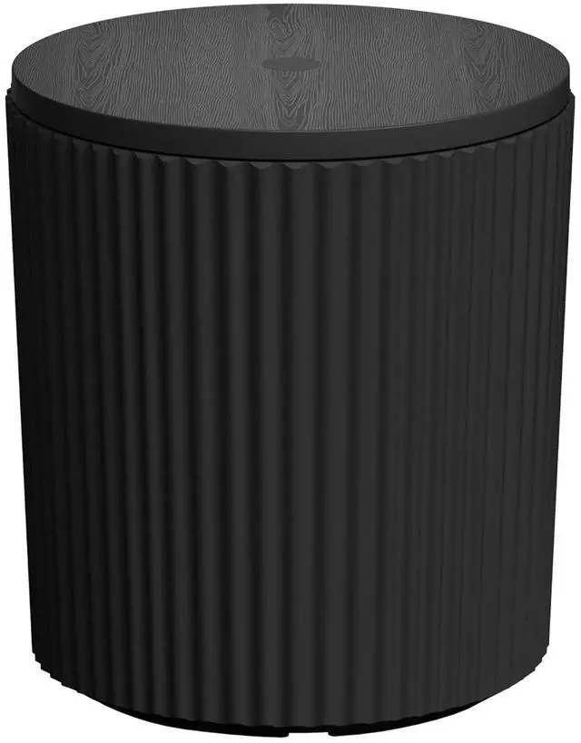Main image of JEAREY Outdoor Side Table, Umbrella Base, Ice Bucket, Storage Box, Black | Patio Table with Umbrella Hole, Fits 1.3"-1.9" Pole, Easy Assembly