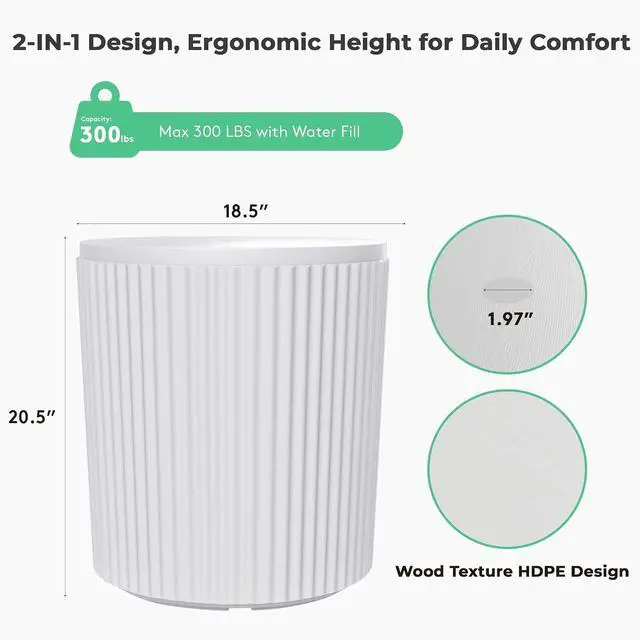 Alt view image 3 of 7 - JEAREY Outdoor Side Table Set of 2, Umbrella Base, Ice Bucket, White | Patio Table with Umbrella Hole, Fits 1.3"-1.9" Pole, Easy Assembly