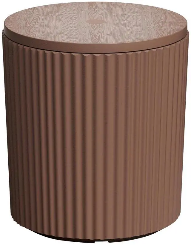 Main image of JEAREY Outdoor Side Table, Umbrella Base, Ice Bucket, Storage Box, Brown | Patio Table with Umbrella Hole, Fits 1.3"-1.9" Pole, Easy Assembly