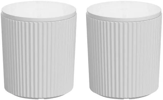 Main image of JEAREY Outdoor Side Table Set of 2, Umbrella Base, Ice Bucket, White | Patio Table with Umbrella Hole, Fits 1.3"-1.9" Pole, Easy Assembly