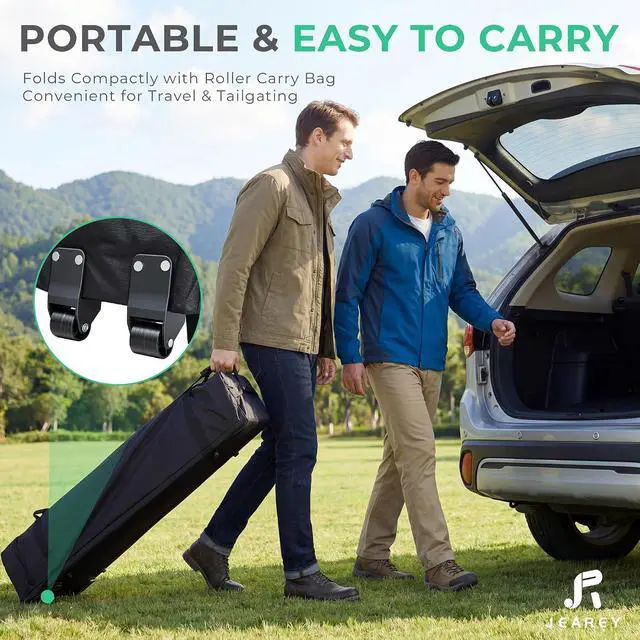 Alt view image 6 of 7 - JEAREY 10x10 Pop Up Canopy Tent, Easy Up Outdoor Market Canopy, Off-White | Center Lock, 1-push setup, silver-coated top, wheeled bag, 4 sandbags, 8 stakes for beach, markets, camping, sports events