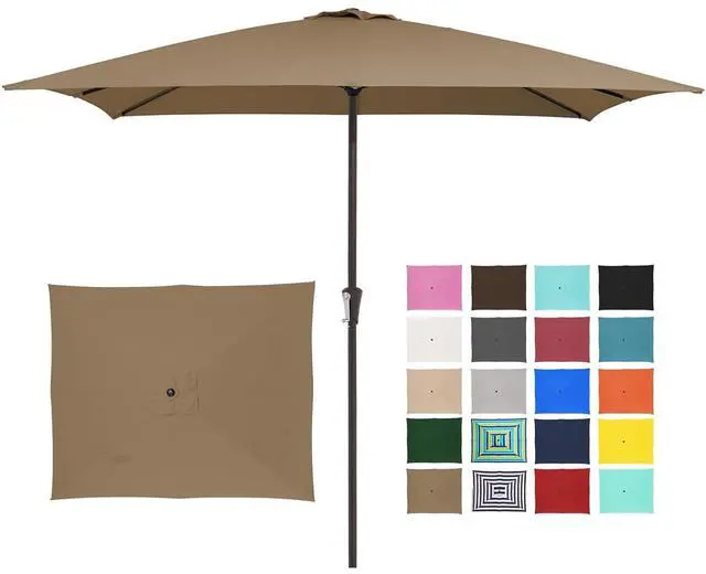 Main image of JEAREY 8 * 10' Patio Umbrellas Outdoor Table Umbrella, Sand | Market Umbrella with 8 Sturdy Ribs, UV Protection Windproof for Garden, Deck, Backyard, Pool