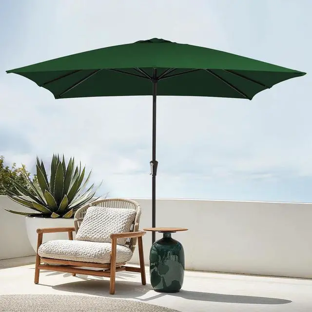 Alt view image 7 of 7 - JEAREY 8 * 10' Patio Umbrellas Outdoor Table Umbrella, Dark Green | Market Umbrella with 8 Sturdy Ribs, UV Protection Windproof for Garden, Deck, Backyard, Pool