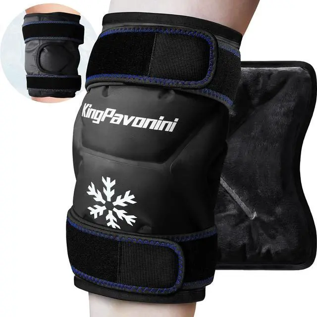 Main image of KingPavonini XXL Knee Ice Pack Wrap Around Entire Knee, 2 Packs, Black | 60-Min Long-Lasting for Surgery Recovery & Sports Injuries, Leakproof Ice Pack for Knee, 2-Level Coldness Instant Pain Relief