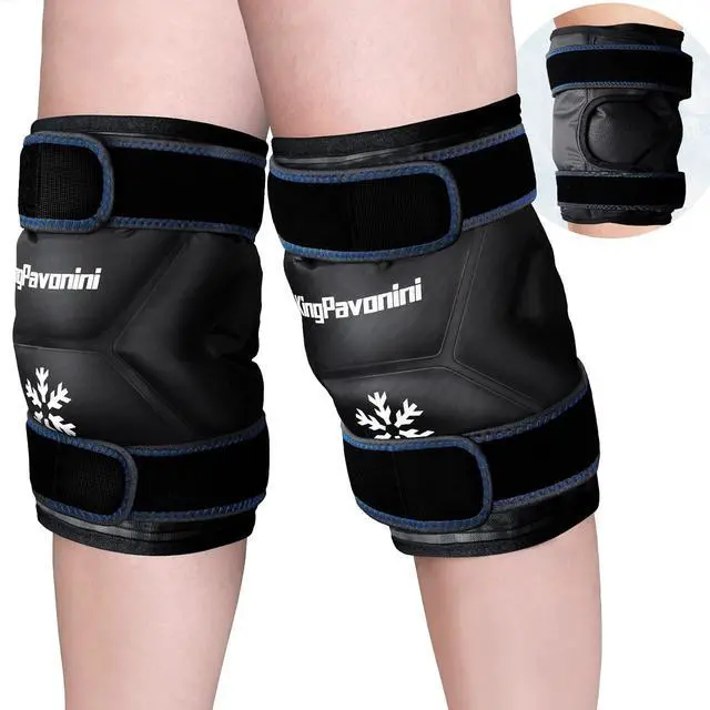 Alt view image 2 of 7 - KingPavonini XXL Knee Ice Pack Wrap Around Entire Knee, 2 Packs, Black | 60-Min Long-Lasting for Surgery Recovery & Sports Injuries, Leakproof Ice Pack for Knee, 2-Level Coldness Instant Pain Relief