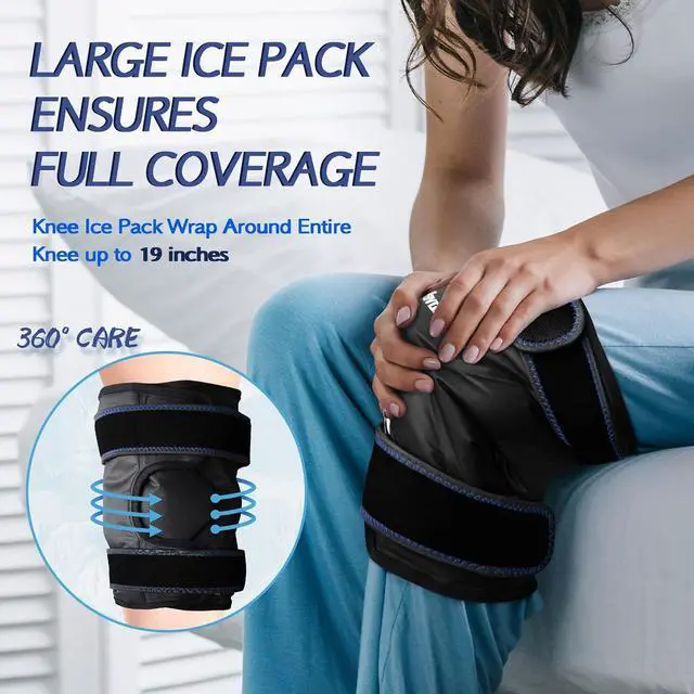 Alt view image 3 of 7 - KingPavonini XXL Knee Ice Pack Wrap Around Entire Knee, 2 Packs, Black | 60-Min Long-Lasting for Surgery Recovery & Sports Injuries, Leakproof Ice Pack for Knee, 2-Level Coldness Instant Pain Relief