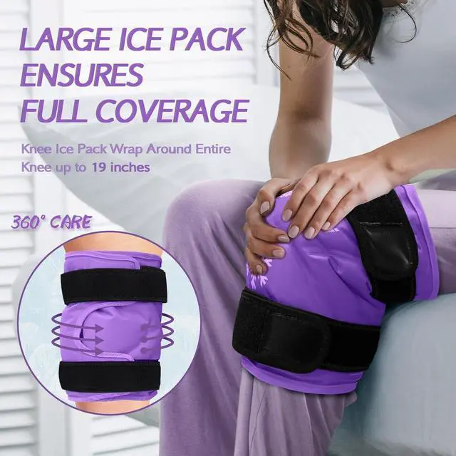 Alt view image 3 of 7 - KingPavonini XXL Knee Ice Pack Wrap Around Entire Knee, 2 Packs, Purple | 60-Min Long-Lasting for Surgery Recovery & Sports Injuries, Leakproof Ice Pack for Knee, 2-Level Coldness Instant Pain Relief