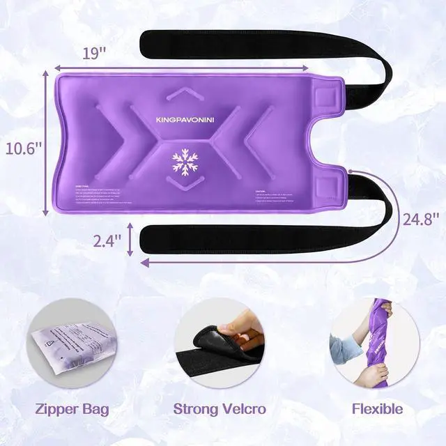 Alt view image 4 of 7 - KingPavonini XXL Knee Ice Pack Wrap Around Entire Knee, 2 Packs, Purple | 60-Min Long-Lasting for Surgery Recovery & Sports Injuries, Leakproof Ice Pack for Knee, 2-Level Coldness Instant Pain Relief