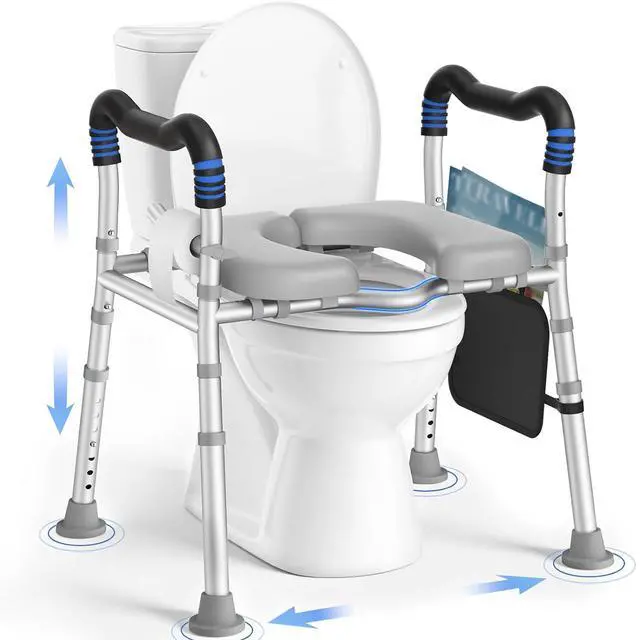 Main image of KingPavonini Raised Toilet Seat with Handles for Elderly, 500 lbs Capacity | Adjustable Height & Width, Toilet Seat Risers for Seniors, Handicap & Pregnancy Bathroom Safety, Fits Any Toilet