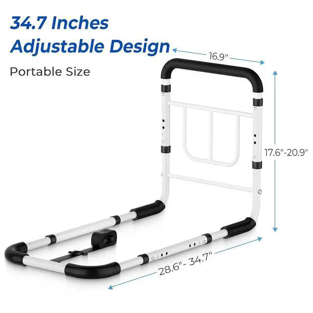 Alt view image 2 of 7 - KingPavonini Bed Rails for Elderly Adults Safety, 380 LBS, Model BM03-1 | ASTM Approved, 2026 Upgraded Adjustable Bed Cane, Non-Slip Ergonomic Handle & Storage Bag, Tool-Free Bed Railings for Seniors