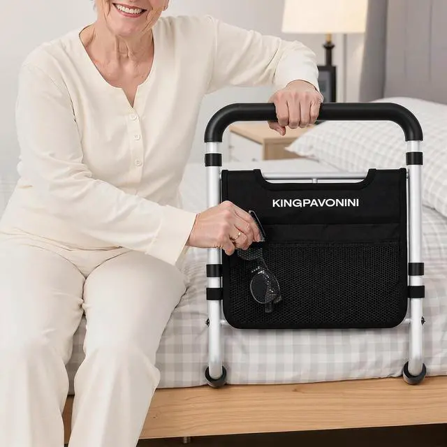 Alt view image 6 of 7 - KingPavonini Bed Rails for Elderly Adults Safety, 380 LBS, Model BM03-1 | ASTM Approved, 2026 Upgraded Adjustable Bed Cane, Non-Slip Ergonomic Handle & Storage Bag, Tool-Free Bed Railings for Seniors