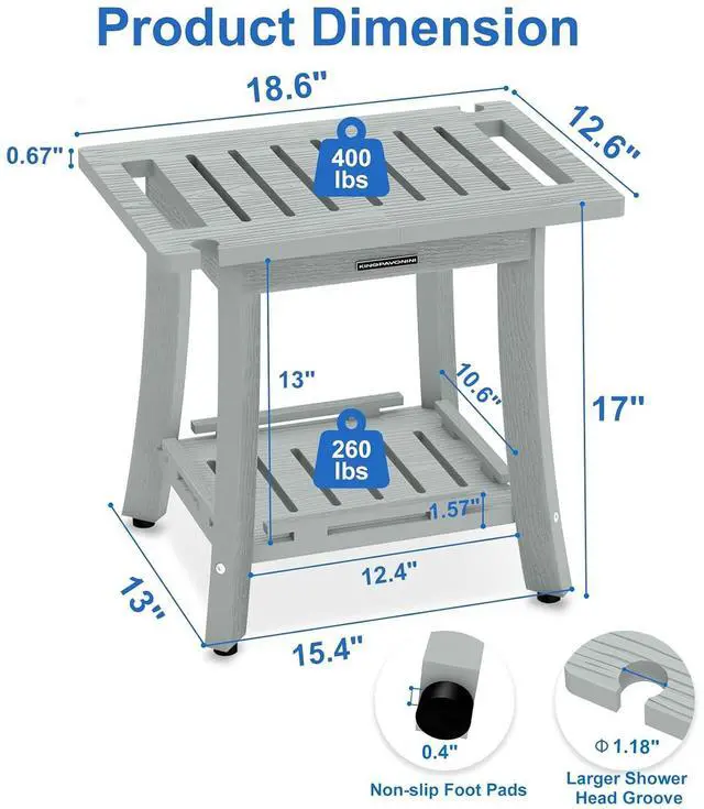Alt view image 3 of 7 - KingPavonini HDPS Shower Benches for Inside Shower to Sit on, Swivel Shower Chair with Arms and Back, 550 lbs Heavy-Duty Shower Chair for Inside Shower Stall and Tub