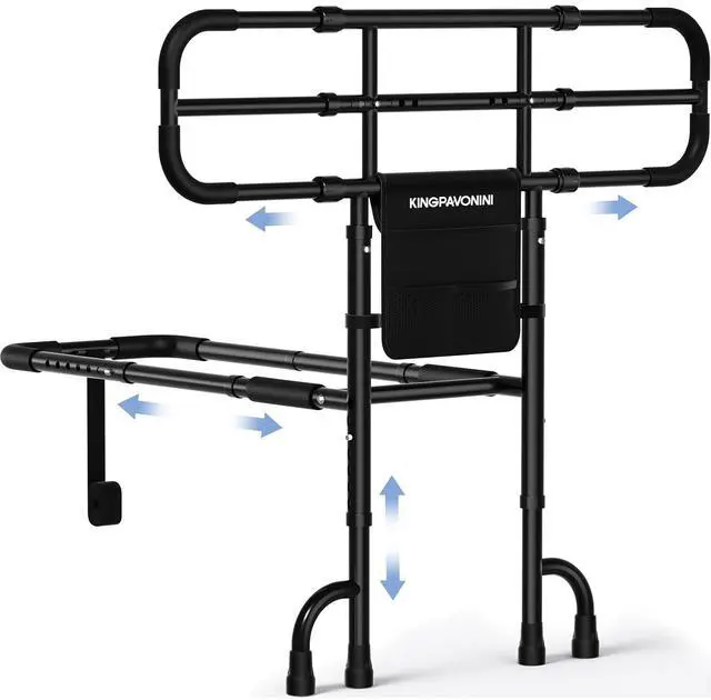 Main image of KingPavonini Bed Rail with Ultra-Wide Extendable Handle, 400 LB, Model GL05 | ASTM-Approved, Bed Rails for Elderly Adults Safety, 4-Point Dual Support, Tool-Free Bed Rails for Seniors & Post Surgery