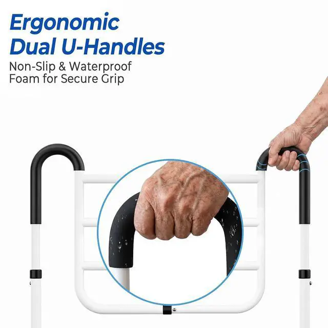 Alt view image 5 of 7 - KingPavonini Bed Rails for Elderly Adults Safety, 400LB Support, Model BL07 | ASTM-Approved, Bed Rails for Seniors & Post Surgery, Ergonomic Dual U-Handles & 4-Bar Reinforced Anti-Tip, Tool-Free