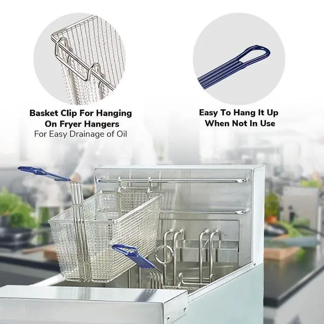 Alt view image 6 of 6 - Commercial Deep Fryer Basket, 13 1/4" x 6 1/2" x 6" Size, 2-Pack | Fry Basket with Non-Slip Handle, Heavy Duty Nickel Plated Iron, Sturdy Replacement for Restaurant Kitchen Home