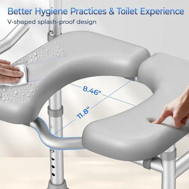 Alt view image 6 of 7 - KingPavonini Raised Toilet Seat with Handles for Elderly, 500 lbs Capacity | Adjustable Height & Width, Toilet Seat Risers for Seniors, Handicap & Pregnancy Bathroom Safety, Fits Any Toilet
