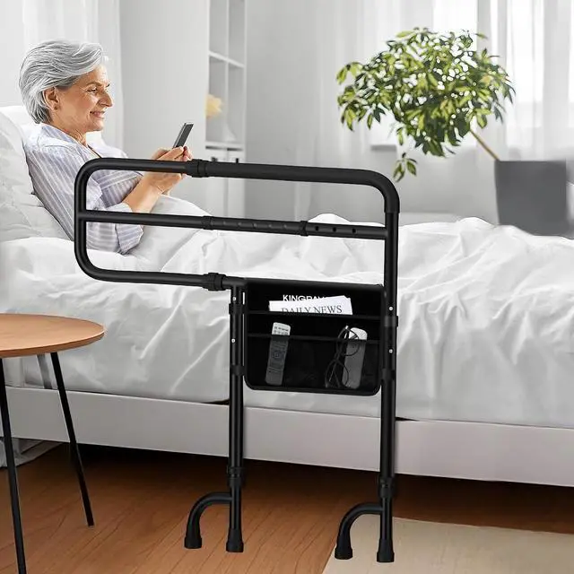 Alt view image 4 of 7 - KingPavonini Bed Rails for Elderly Adults Safety ASTM Compliant, 2026 Upgraded Railings for Seniors with 9-Level Adjustable Handles, Stable Bed Cane Hold up to 400 lbs, Storage Bag & Tool-Free