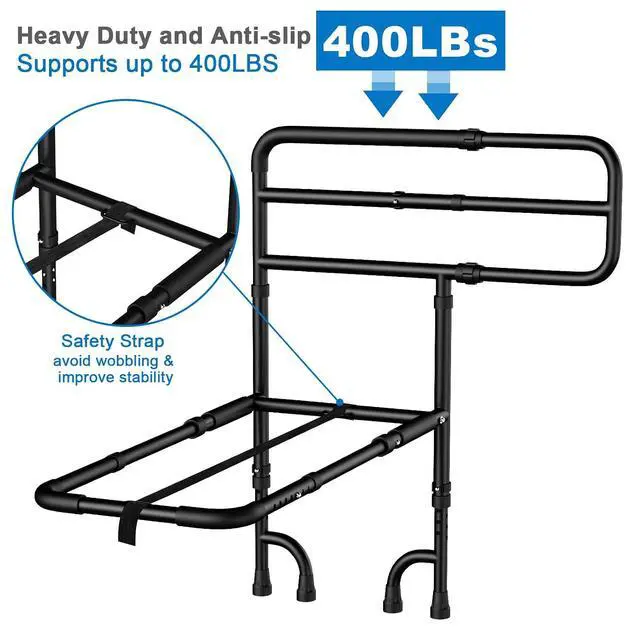 Alt view image 6 of 7 - KingPavonini Bed Rails for Elderly Adults Safety ASTM Compliant, 2026 Upgraded Railings for Seniors with 9-Level Adjustable Handles, Stable Bed Cane Hold up to 400 lbs, Storage Bag & Tool-Free