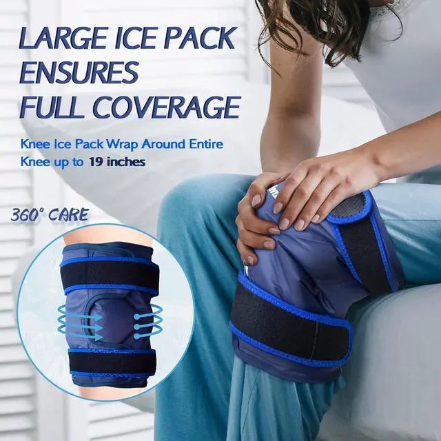 Alt view image 5 of 7 - 2 Pack XXL Knee Ice Pack Wrap and Adjustable Walking Cane for Men & Women