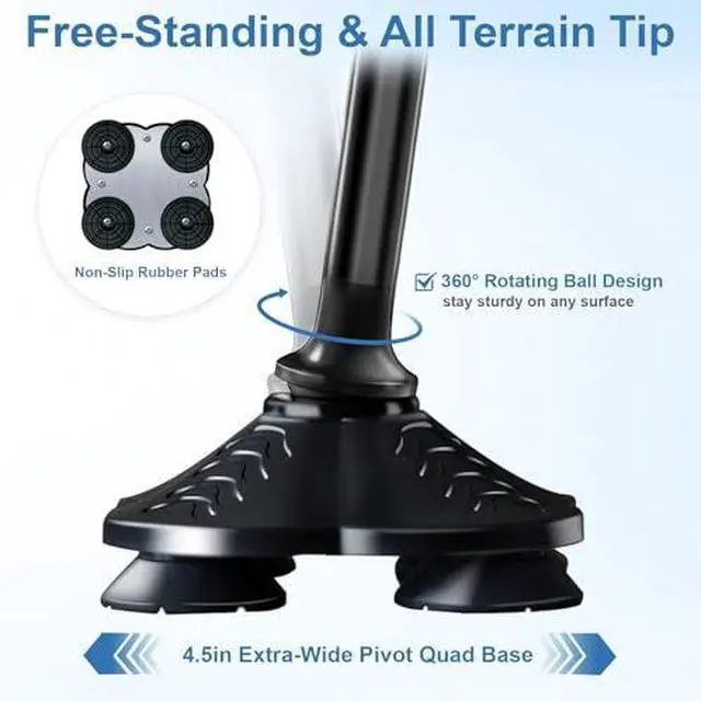 Alt view image 5 of 7 - Walking Cane for Men Women Stability, Free Standing Foldable Cane, Walkers for Seniors with Seat, 6-Level Seat & Handle Adjustable