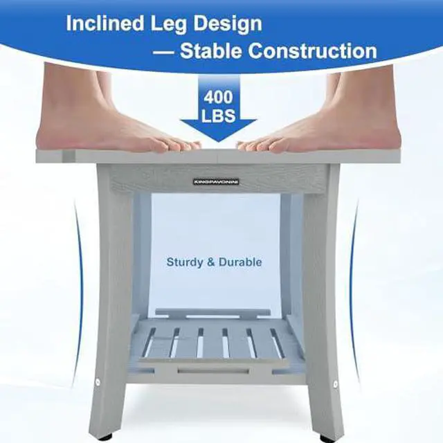 Alt view image 4 of 7 - KingPavonini HDPS Shower Benches for Inside Shower to Sit on, Corner Shower Stool Waterproof, Anti-Fading Shower Bench for Shaving Legs, Heavy Duty 400LBS