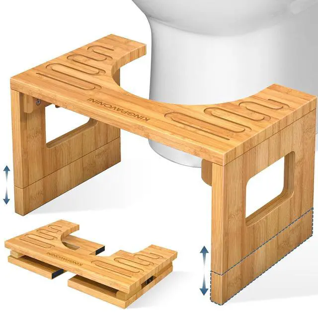 Alt view image 2 of 7 - Bamboo Toilet Stool Squat 7in & 9in Adjustable Heights, Walkers for Seniors with Seat, 6-Level Seat & Handle Adjustable