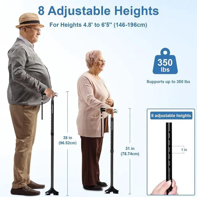 Alt view image 7 of 7 - KingPavonini Walking Cane for Men Free Standing Cane