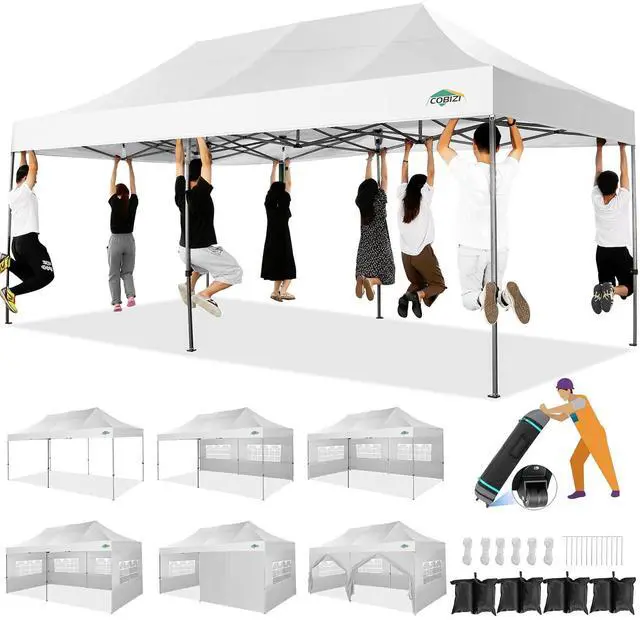 Main image of 10x20 Heavy Duty Pop Up Canopy Tent with Sidewalls, Easy Up Canopy