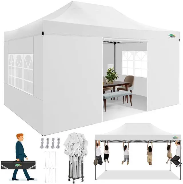 Main image of 10x15 Heavy Duty Pop Up Canopy Tent with Sidewalls, Easy Up Canopy