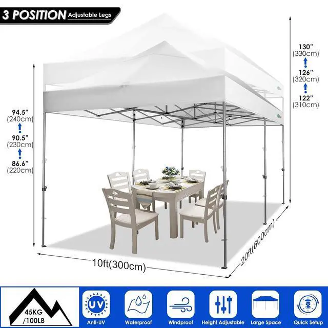 Alt view image 5 of 7 - 10x20 Heavy Duty Pop Up Canopy Tent with Sidewalls, Easy Up Canopy