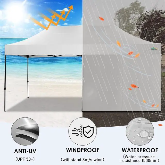 Alt view image 6 of 7 - 10x20 Heavy Duty Pop Up Canopy Tent with Sidewalls, Easy Up Canopy