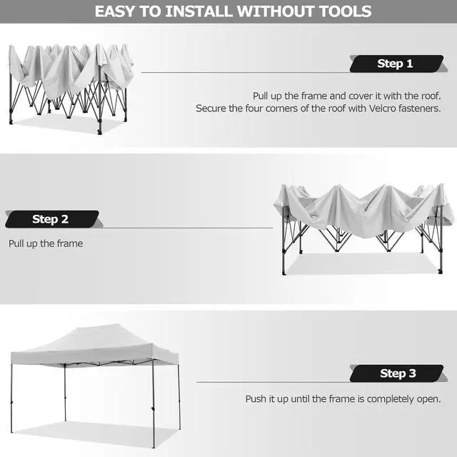 Alt view image 6 of 7 - 10x15 Heavy Duty Pop Up Canopy Tent with Sidewalls, Easy Up Canopy