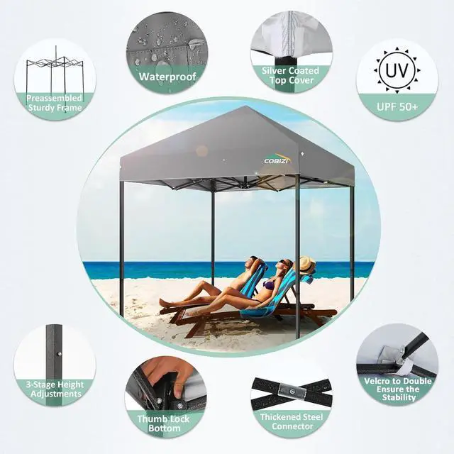 Alt view image 3 of 6 - 6.6x6.6 Heavy Duty Pop Up Canopy Tent, Commercial Easy Up Canopy