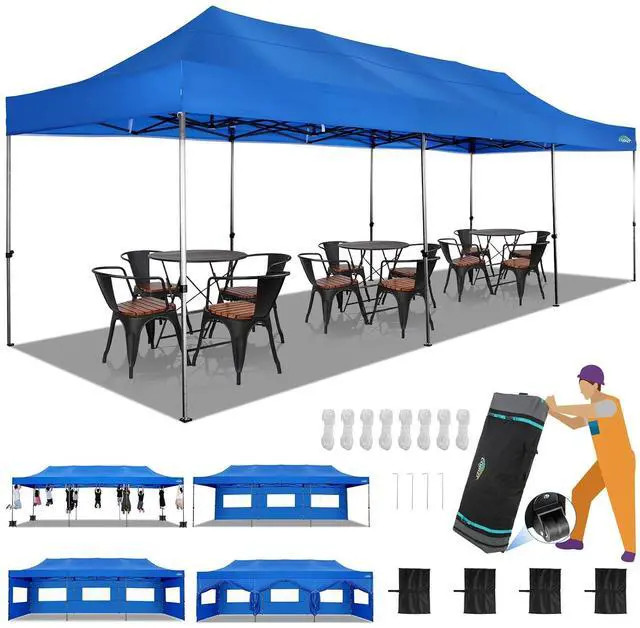 Main image of 10x30 Heavy Duty Pop Up Canopy Tent with Sidewalls, Easy Up Canopy