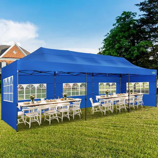Alt view image 2 of 7 - 10x30 Heavy Duty Pop Up Canopy Tent with Sidewalls, Easy Up Canopy