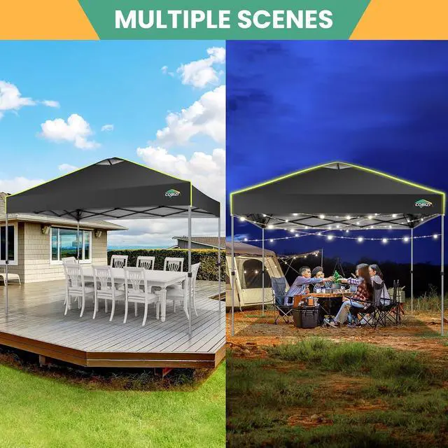 Alt view image 7 of 7 - 10x10 Pop Up Canopy - One Push Setup Tent, Glow Strips, 4 Sidewalls