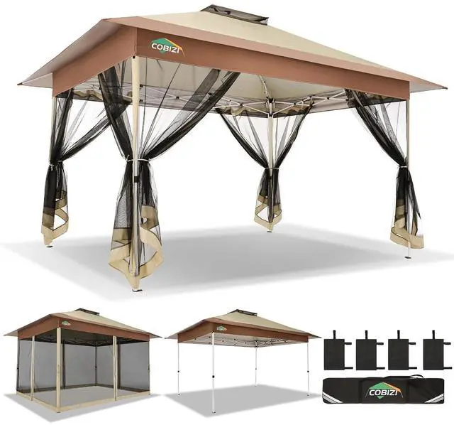Main image of 10x15 FT Pop up Gazebo on Clearance - Outdoor pop up Heavy Duty Canopy Tent,carpas para Patio,Screen Tents with Portable Carry Bag, Patio Gazebos for Camping, Garden, Deck, Backyard, Khaki