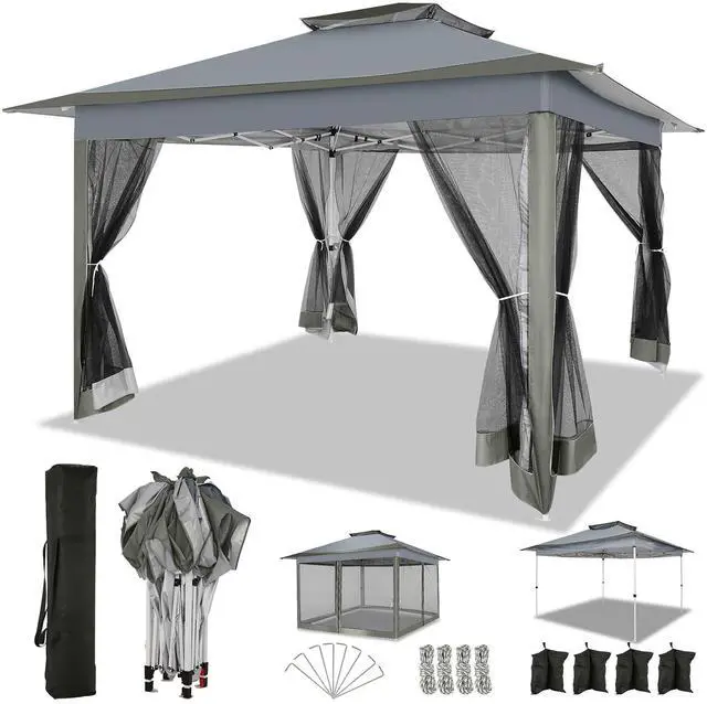 Main image of 12x12 FT Pop up Gazebo on Clearance Outdoor pop up Canopy Tent,carpas para Patio, Shelter Tents with Netting & Portable Carry Bag, Patio Gazebos for Camping, Garden & Lawn, Darkgrey(Upgraded)