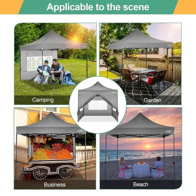 Alt view image 2 of 7 - 10x10 Heavy Duty Pop up Canopy Tent with Sidewalls Commercial Canopy