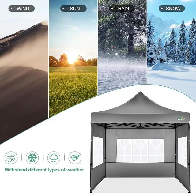 Alt view image 5 of 7 - 10x10 Heavy Duty Pop up Canopy Tent with Sidewalls Commercial Canopy