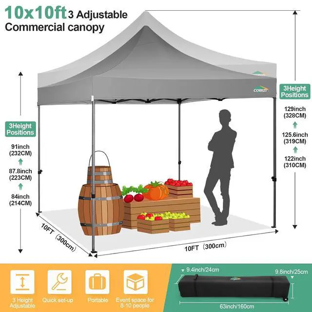 Alt view image 6 of 7 - 10x10 Heavy Duty Pop up Canopy Tent with Sidewalls Commercial Canopy