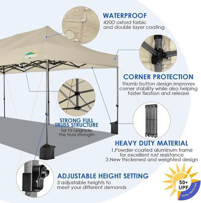 Alt view image 3 of 7 - 10x30 Heavy Duty Pop up Canopy Tent with Sidewalls Commercial Tent
