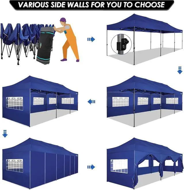 Alt view image 6 of 7 - 10x30 Heavy Duty Pop up Canopy Tent with Sidewalls Commercial Canopy