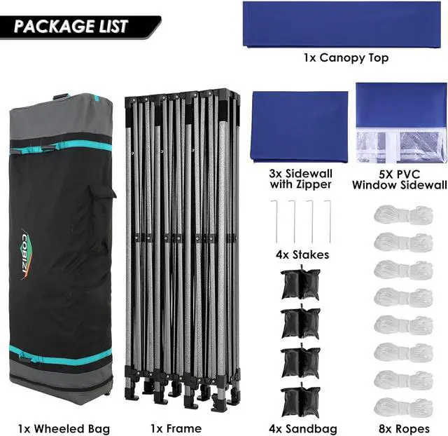 Alt view image 7 of 7 - 10x30 Heavy Duty Pop up Canopy Tent with Sidewalls Commercial Canopy